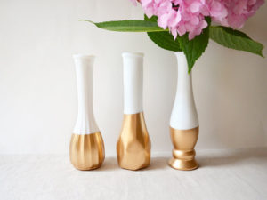Gold Dipped Milk Glass Vase